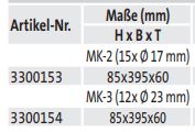 Werkzeughalter für MK-2 und MK-3 (techn. Daten)